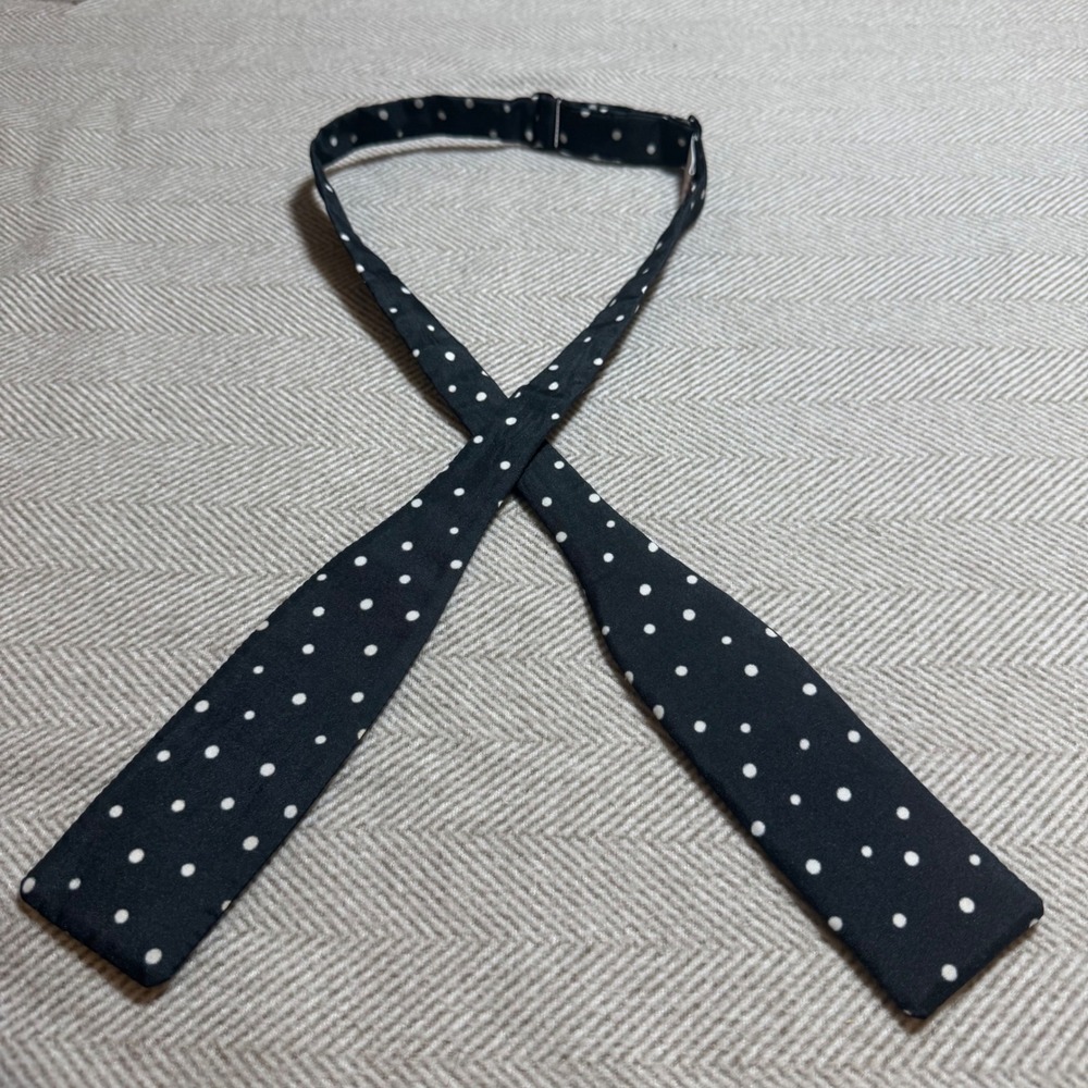 Lowe Bow Original Crossover Bow Tie Black White Polka Dot Adjustable Vintage